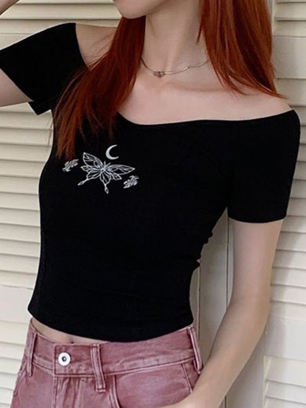 Kurzärmliges T-Shirt mit Schmetterlings-Print