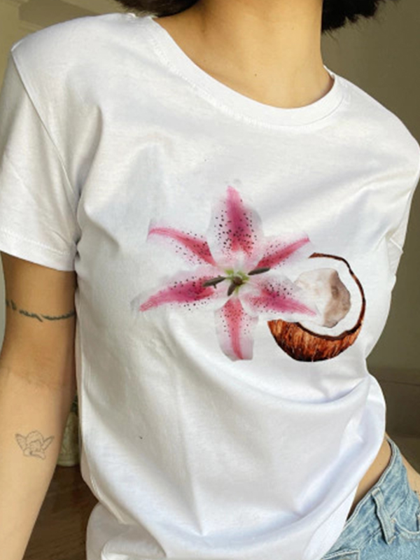 Kurzärmliges T-Shirt mit Blumendruck