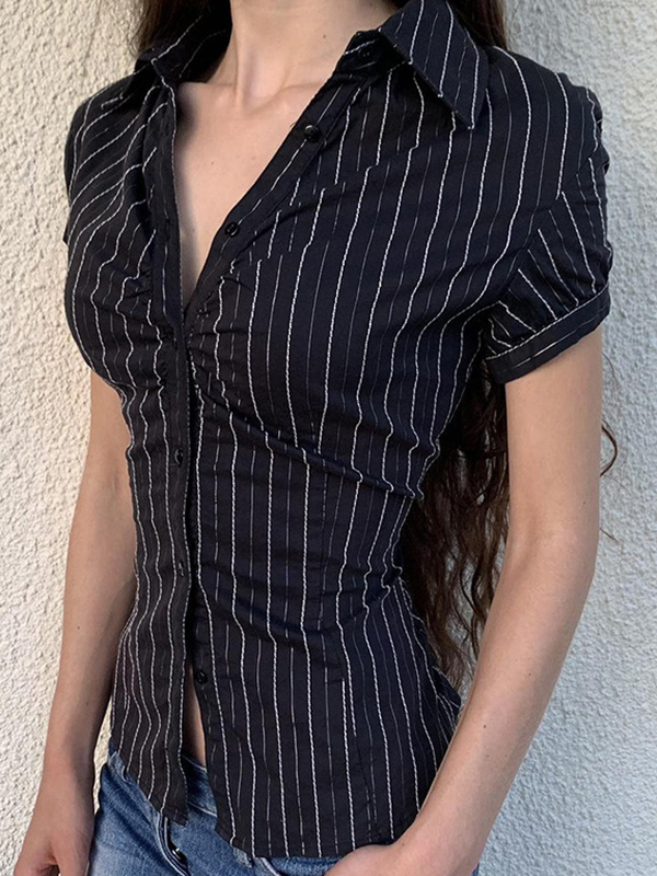 Vintage gestreifte Kurzarmhemden