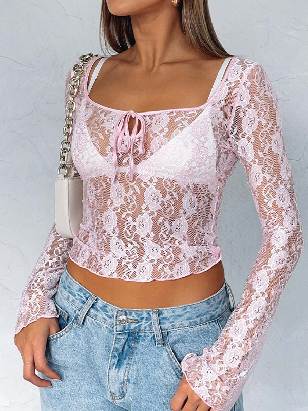 Langärmliges T-Shirt mit Schnürung