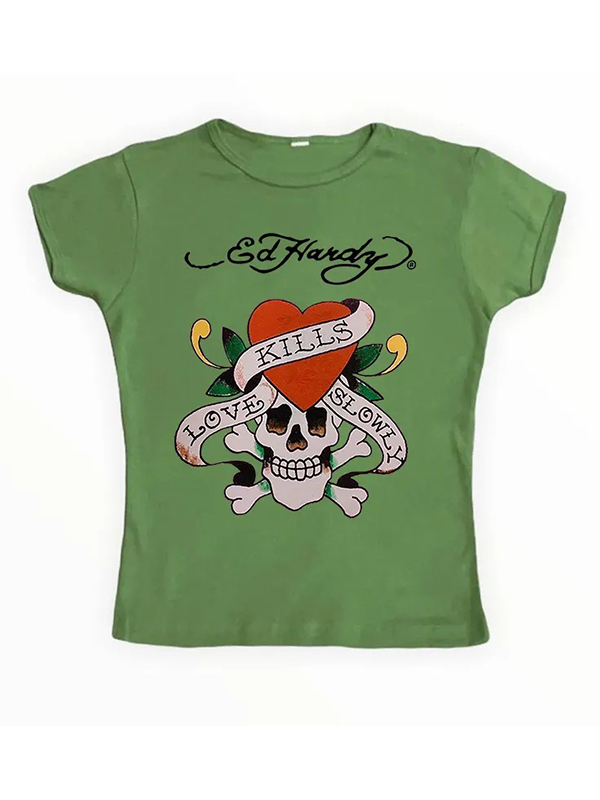 Kurzarm-T-Shirt mit Totenkopf-Print