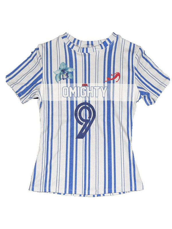 Kurzärmliges T-Shirt mit gestreiftem Digitaldruck