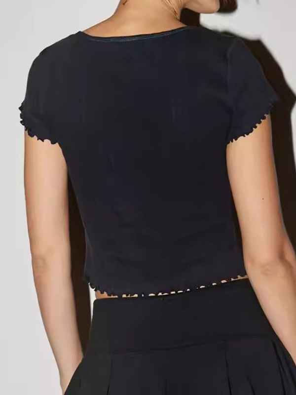 V-Ausschnitt Kurzarm-Strickwaren