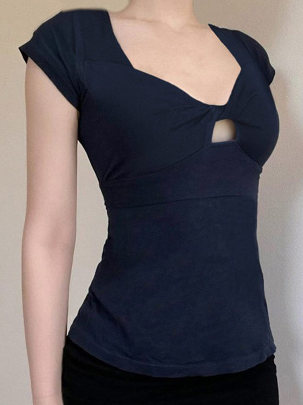 Kurzarm-T-Shirt mit quadratischem Ausschnitt