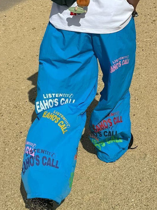 Hose mit weitem Bein und Monogramm-Print