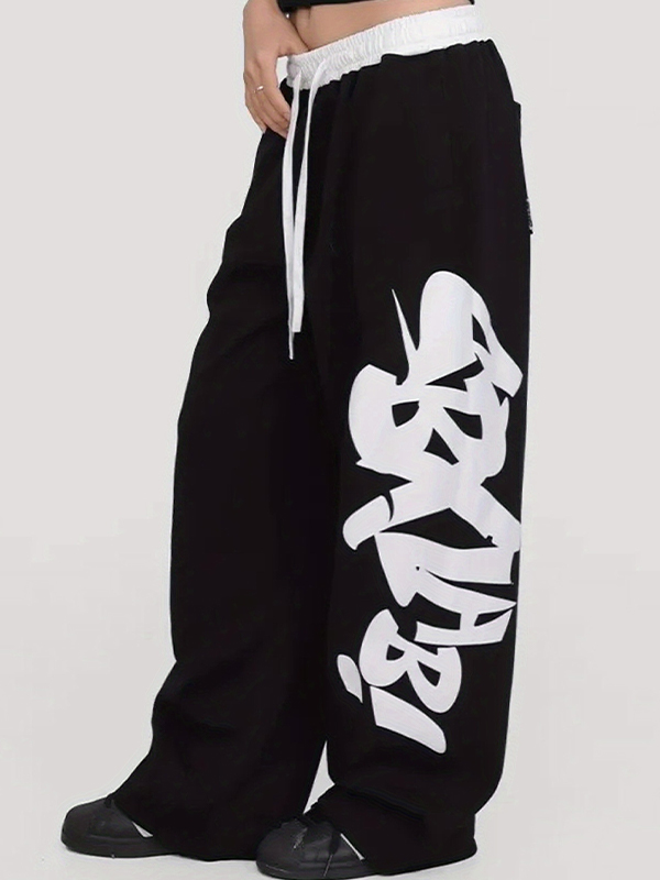 Hose mit weitem Bein und Buchstaben-Print