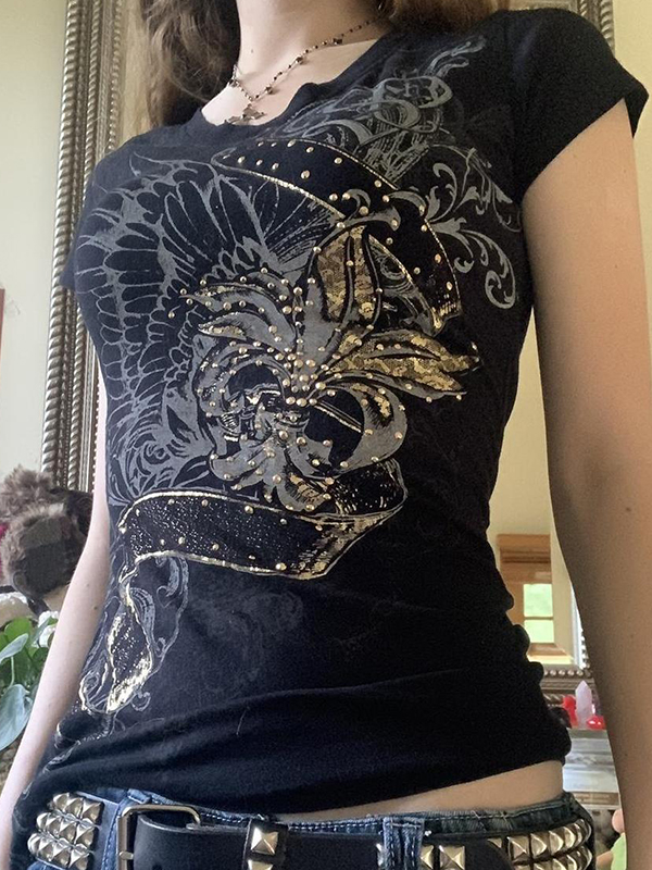 Kurzarm-T-Shirt mit Vintage-Print