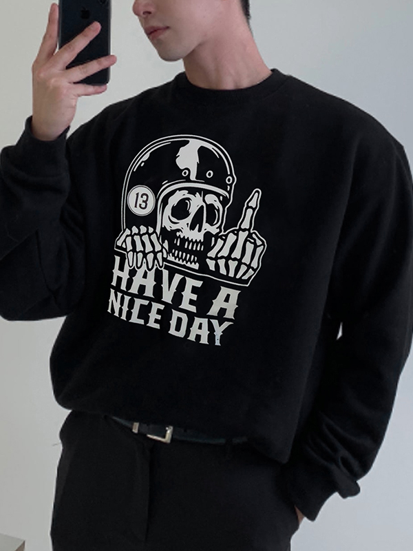 Herren-Pullover mit lustigem Totenkopf-Buchstaben-Print