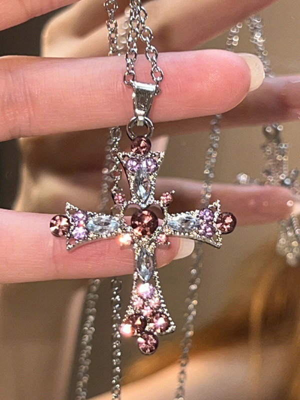1 Stück Diamantkreuz-Halskette