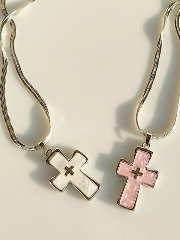 1 Stück Halskette mit buntem Kreuzanhänger