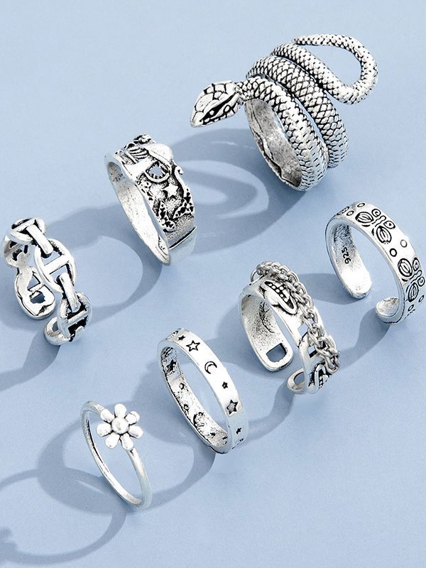 7er Set mit gravierten Ringen