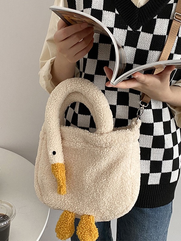 Gans-Muster-Fleece-Crossbody-Handtasche