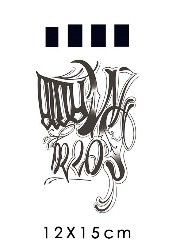 2 Blatt Tattoo-Aufkleber mit Buchstabenmuster