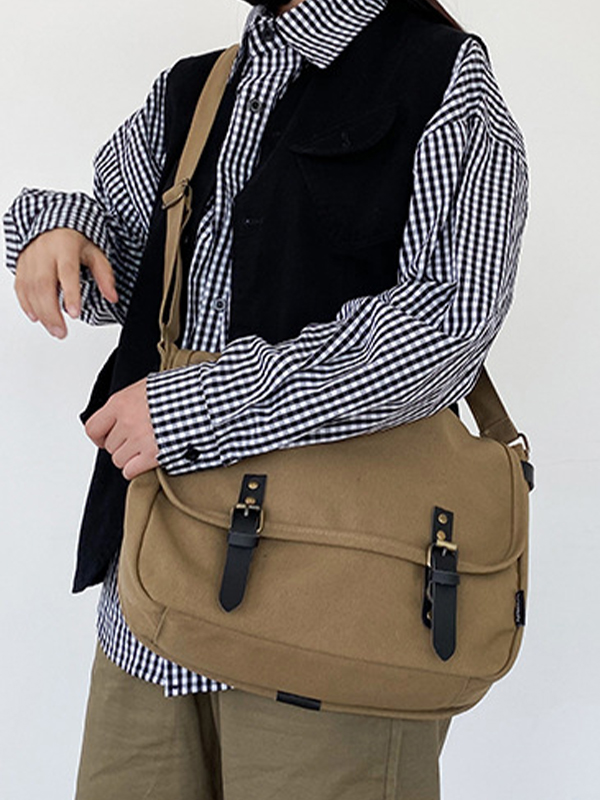 Vintage große Umhängetasche aus Segeltuch