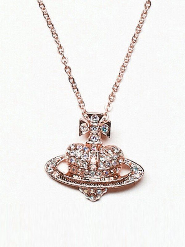 Strass-Herz-Planeten-Charme-Halskette