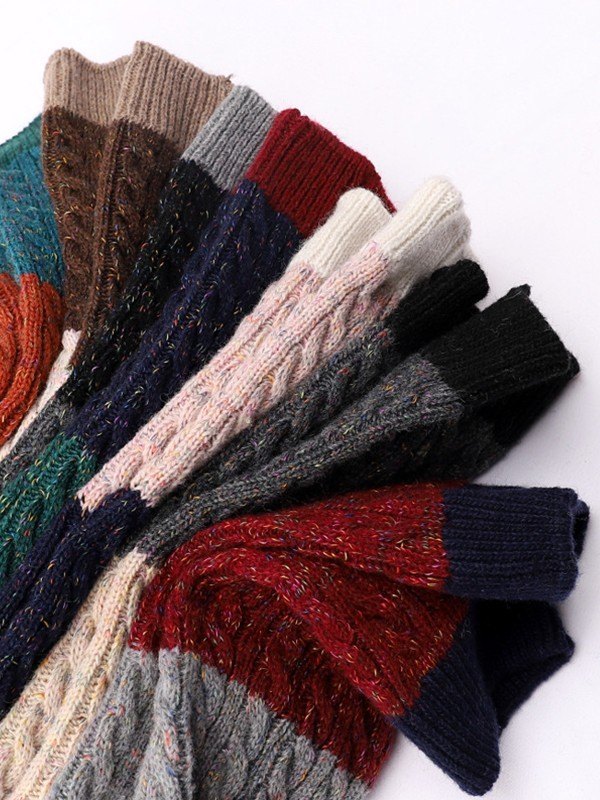 Zopfmuster-Beinwärmer in Farbblock-Optik