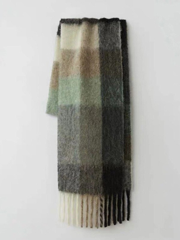 Übergroßer Schal mit Regenbogenmuster und Fransen