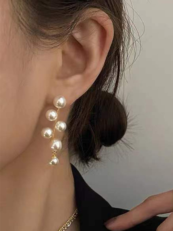 Retro-Faux-Perlen-Ohrringe