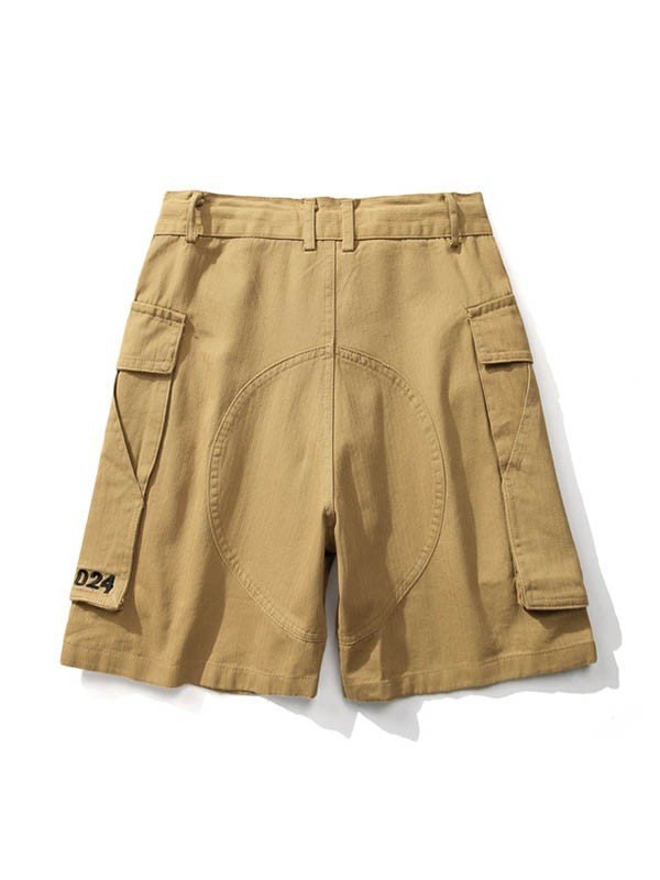 Khakifarbene Cargo-Shorts mit aufgesetzten Taschen für Herren