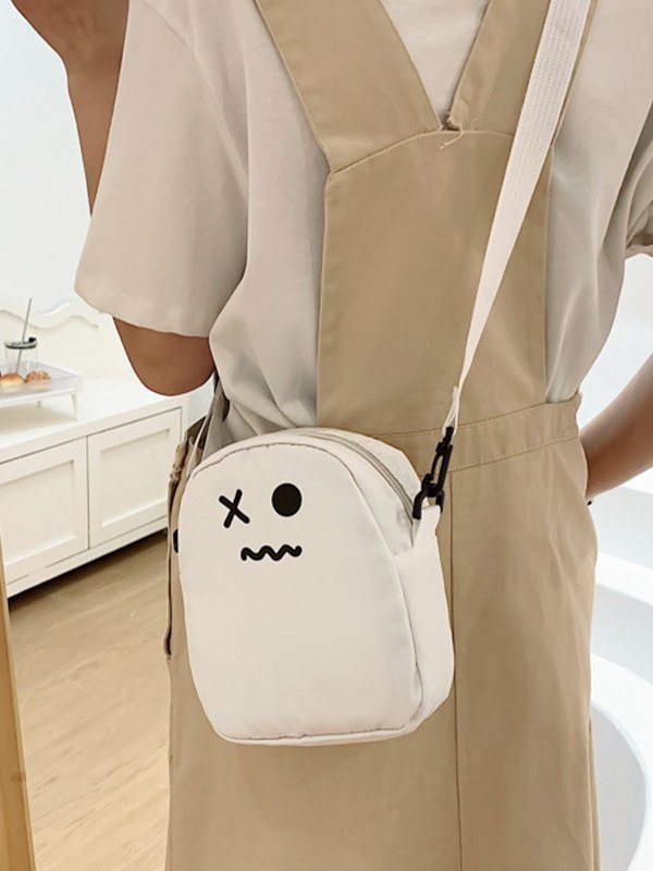 Umhängetasche mit Cartoon-Gesicht, weiß
