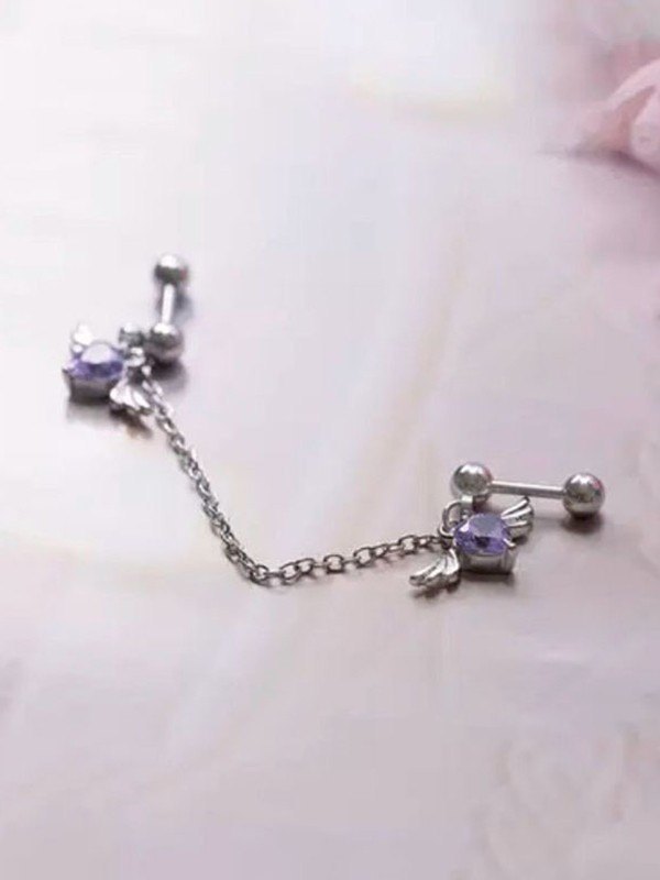 Geflügelte Herz Charm Kette Ohrringe