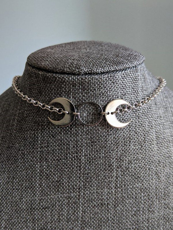 Doppelte Halbmond-Charm-Halskette