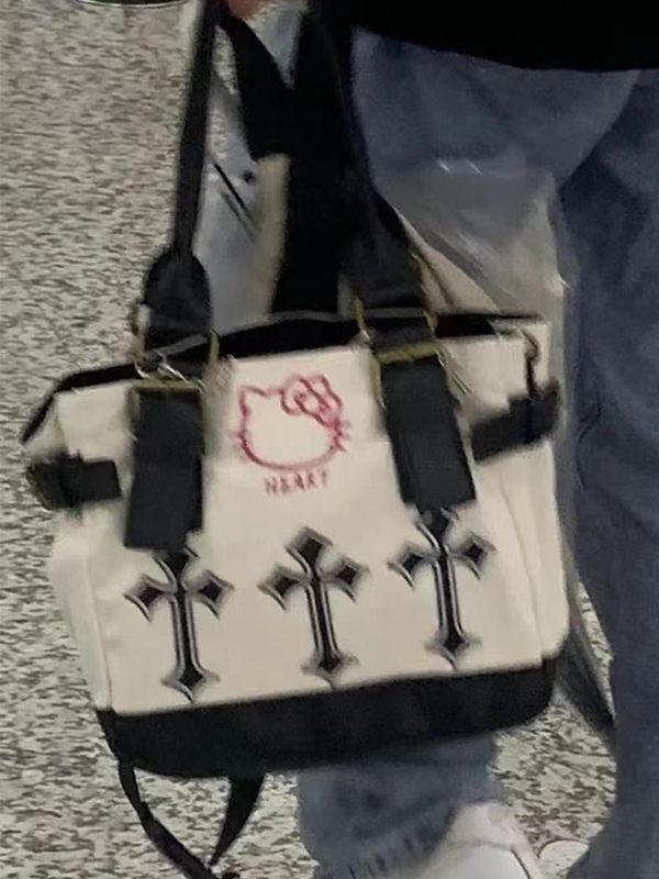 Ketten-Design-Kreuz-Leinwand-Einkaufstasche