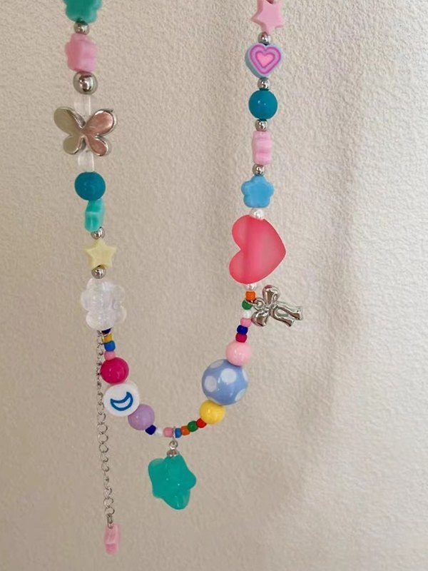 Halskette mit Blumen-Herz-Stern-Anhänger