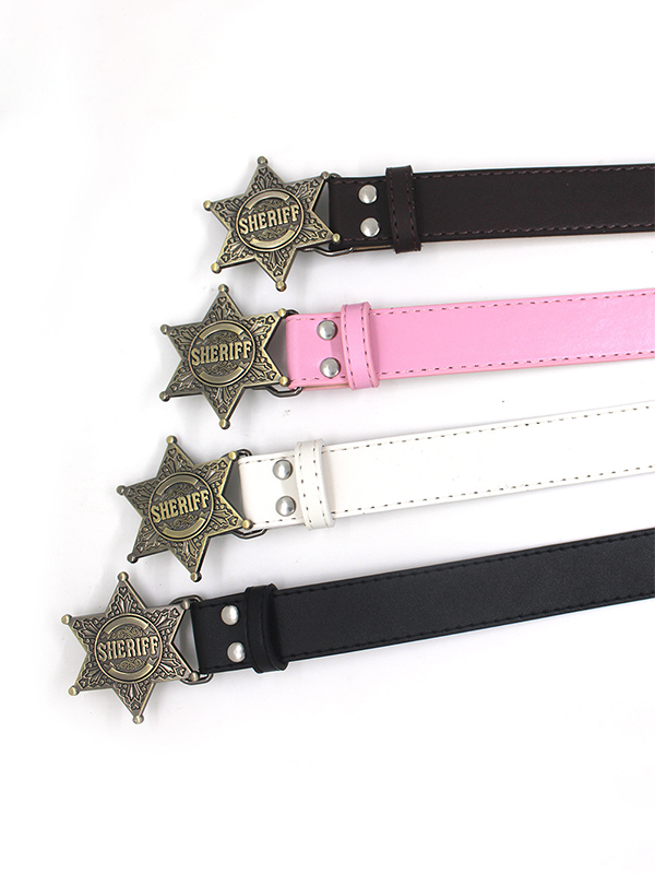 Gürtel mit sechseckiger Sternschnalle und Gravur