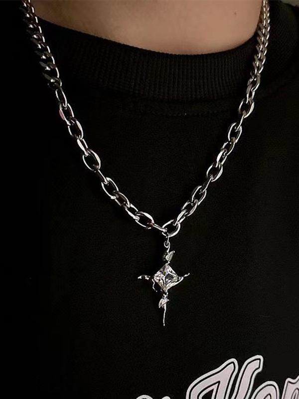 Herren-Halskette mit glänzendem Kreuz-Anhänger