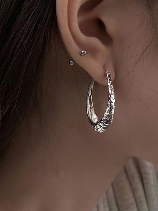 Grunge-Metallic-Ring-Creolen-Ohrring