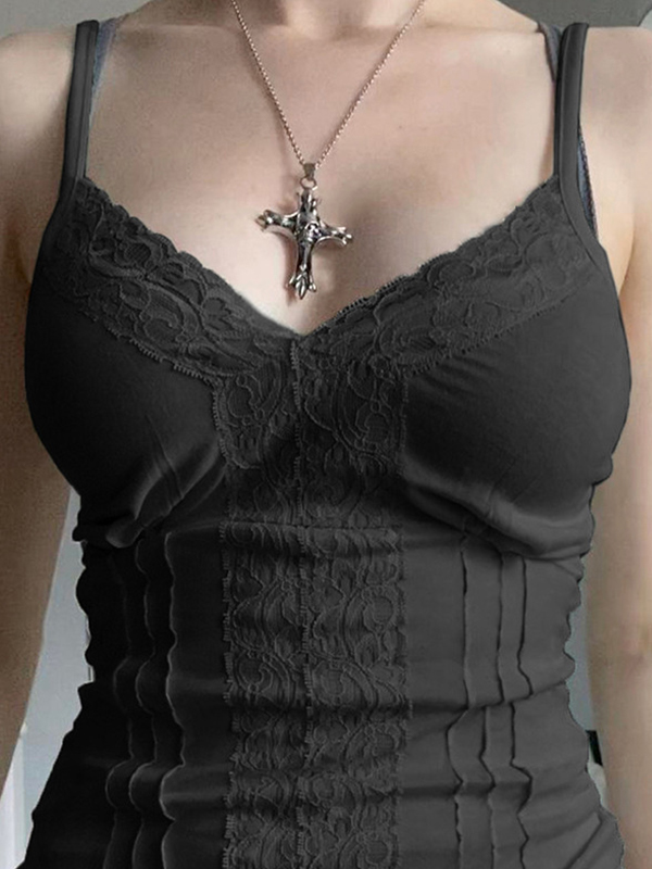 Camisole-Top mit V-Ausschnitt und Spitzenstickerei