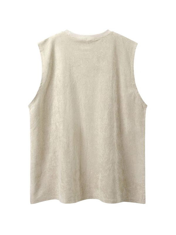 Herren-Weste aus Wildleder mit Buchstaben-Cartoon-Print