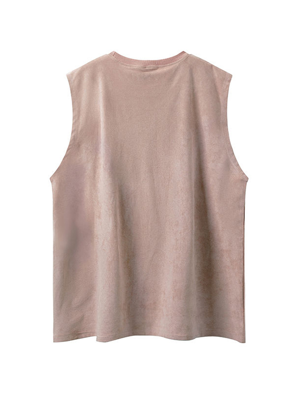 Herren-Weste aus Wildleder mit Buchstaben-Cartoon-Print