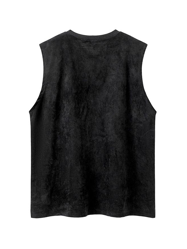 Herren-Weste aus Wildleder mit Cartoon-Print