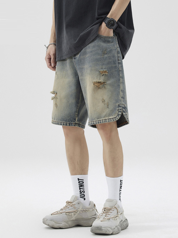 Zerrissene, gewaschene Vintage-Shorts für Herren
